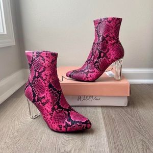 Wild Pair Hot Pink Snakeskin Ankle Boot